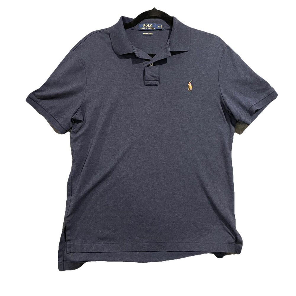 Polo Ralph Lauren Shirt Mens M Blue Flesh Pony Pima Soft Touch Classic Fit